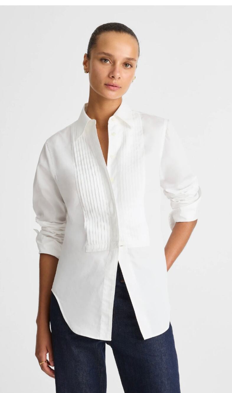 Madewell | NWT Cutaway Tuxedo Shirt White Poplin | Sz XXS